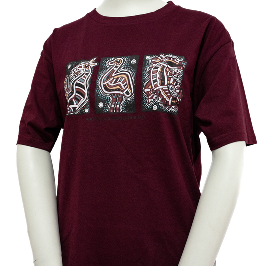 T-Shirt : Aboriginal Art - Australia (Burgundy)
